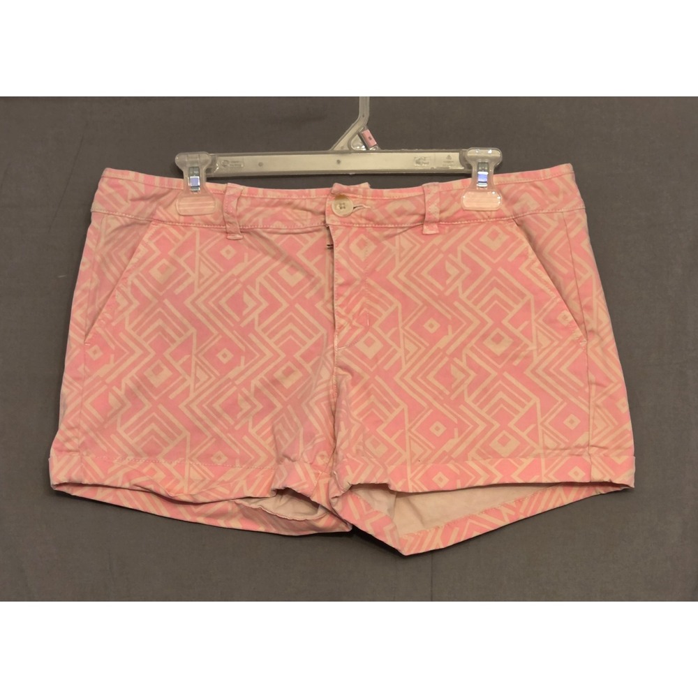 American Eagle Midi Stretch Shorts Women's Size 12 Pink White Aztec